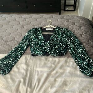 ASTR the label Sequin crop top
